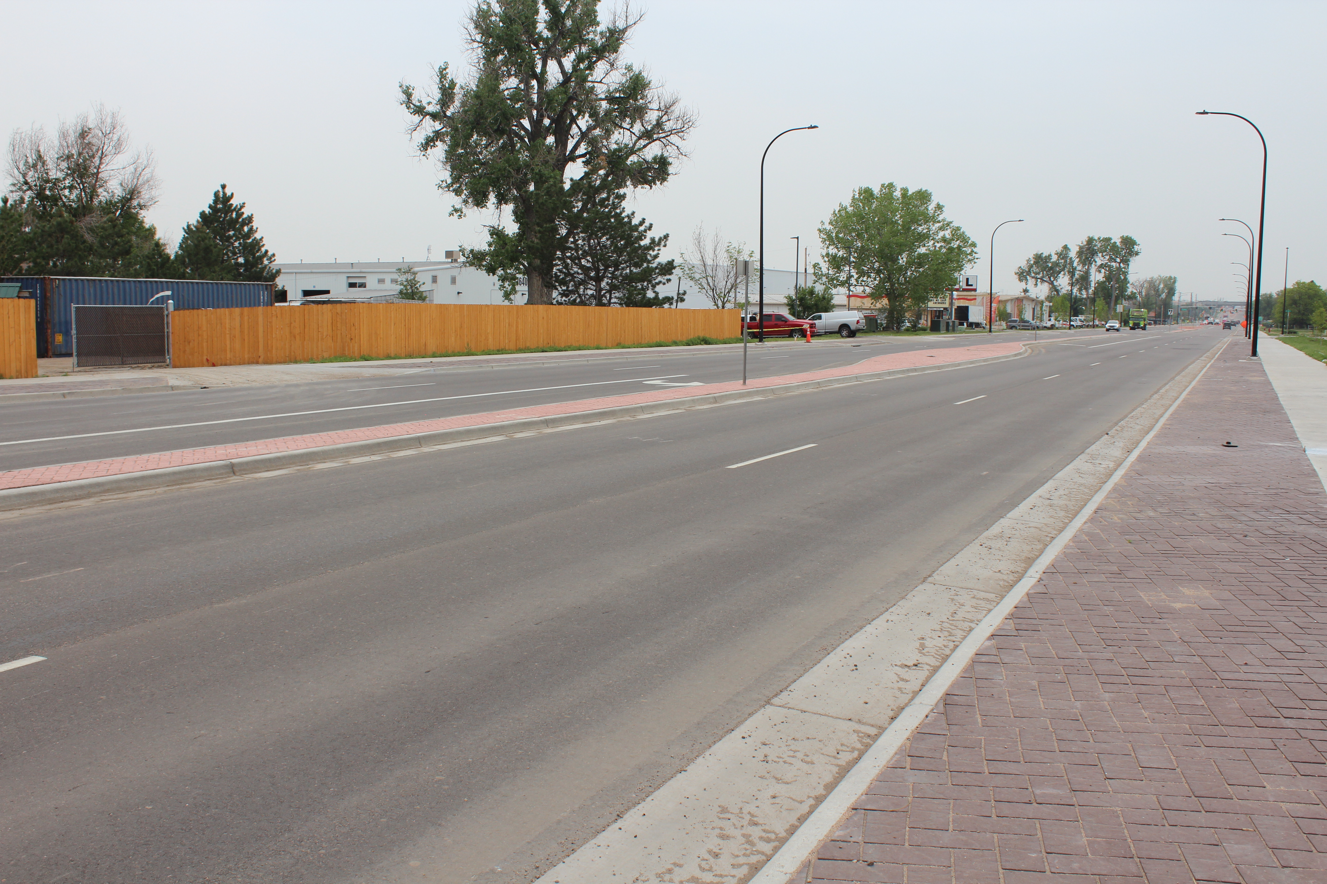 View of street with raised median.