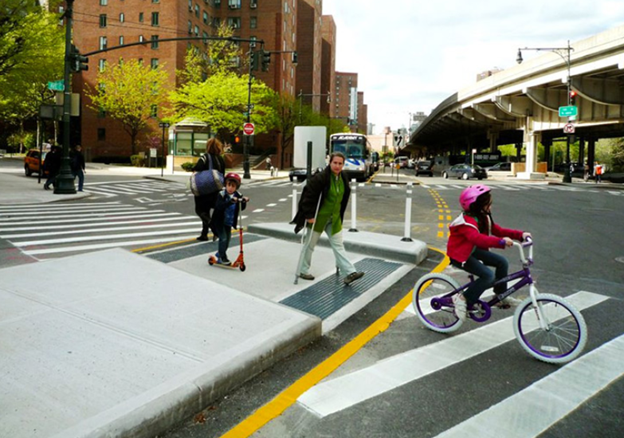 Pedestrians crossing street.