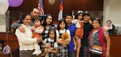 The Pedroza family poses on National Adoption Day.